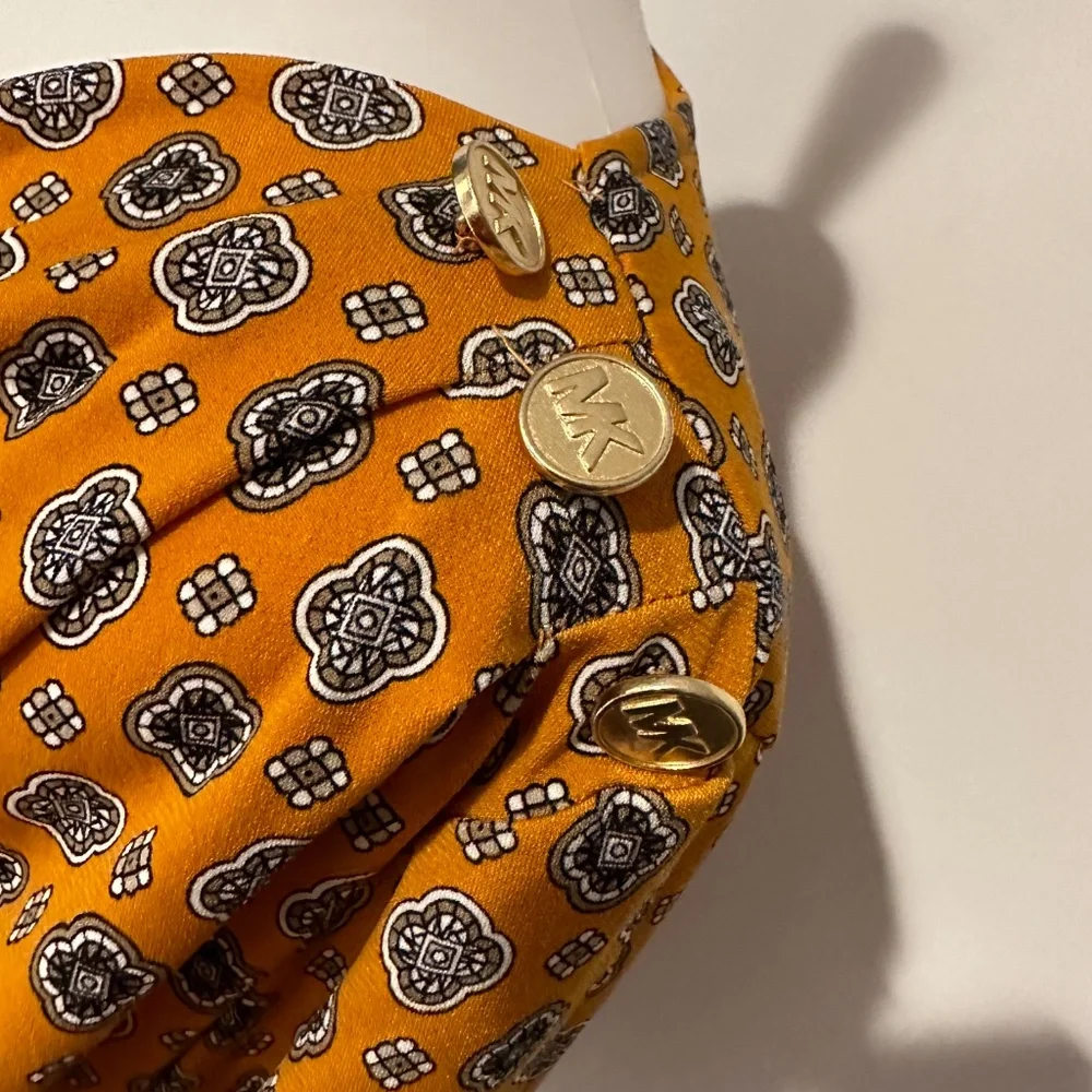 Michael Kors Women Design Cowl Neck Marigold Top Shirt - Size XL - NEW With Tags - Picture 3 of 16